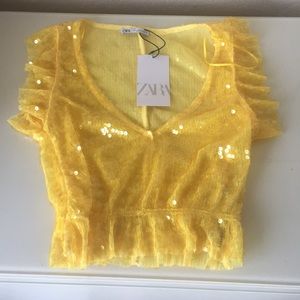 Zara sequin yellow top